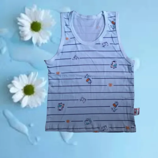 Kids' Cotton Sleeveless Tank Tops 4-Pack - Cute Animal & Striped Print for Boys and Girls